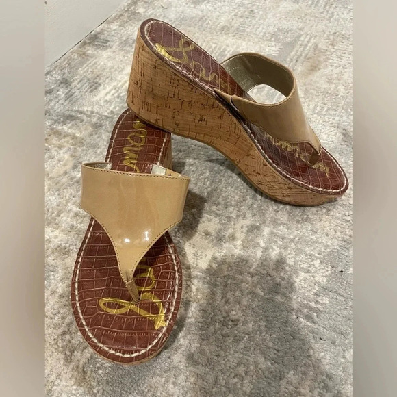 Sam Edelman Women's Rose 3D Cork Wedge Platform Sandals NW/OB Tan Size 9 Slide - Picture 7 of 12